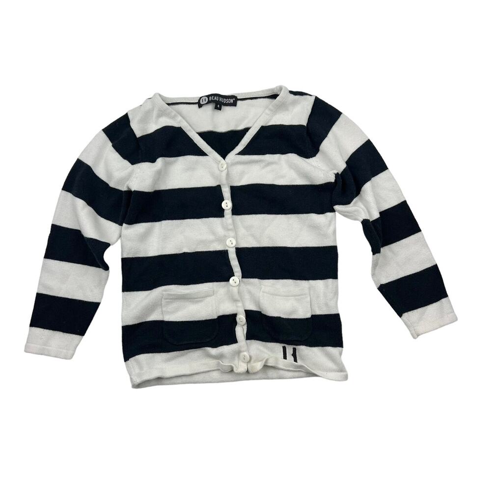 Beau Hudson Black & White Striped Cardigan